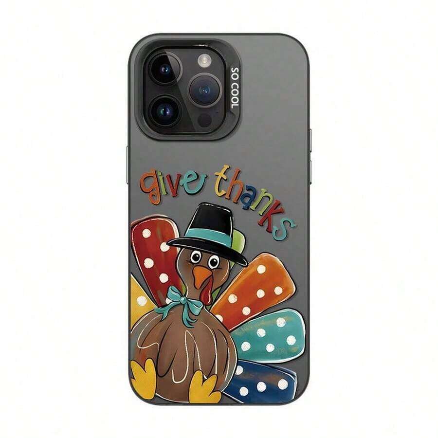 Diseño creativo y colorido de patrón de decoración de pavo para el Día de Acción de Gracias, impresión de paquete completo, mezcla de colores siguiendo el diseño para el teléfono 15 Promax, 17PRO MAX /16 Promax/17 - Negro - Ver 1