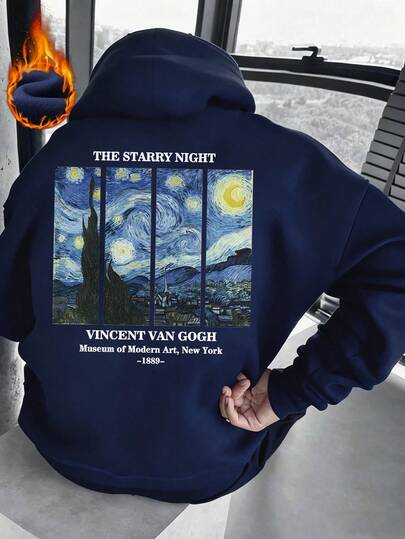  Zrgoth Men's Casual Streetwear Versatile Starry Sky Print Hoodie Sweatshirt