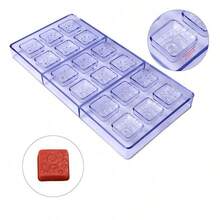 Stampi per cioccolato, stampi per caramelle, utensili per pasta di zucchero, stampi per caramelle ripiene, stampi in plastica, strumenti professionali per cioccolato per uso personale, negozi di dolci, laboratori; stampi per caramelle di piccole dimensioni a forma di rosa, rettangolo, quadrato, triangolo - celeste - Visualizzare 12