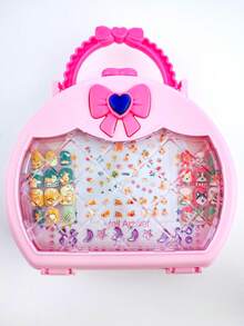 粉色手提箱造型儿童美甲套装 - 包含可爱宠物造型假指甲、贴纸和工具，适合3岁及以上儿童，可用于角色扮演美甲DIY游戏。 - 彩色 - 查看 11