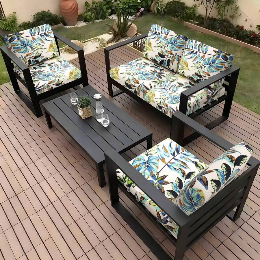 1件装高弹数码印花可拆卸沙发坐垫套，面料柔软舒适，可重复使用数码印花牛奶丝弹力沙发套，四季皆宜