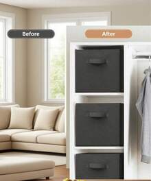 13"X13"X13" 12-Pack Foldable Storage Bins Collapsible Closet & Toy Organization Boxes Space Saving Fabric Cubes For Shelves Gray - Xám - Xem 4