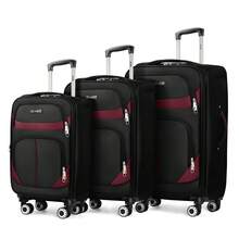 Softside Luggage Set,Expandable Luggage For Extra Capacity,Large Capacity Family Suitcase,Lightweight Waterpoof Resistant Polyester,20inch+28inch,20inch+24inch+28inch - BLACK/BURGUNDY - 查看 11