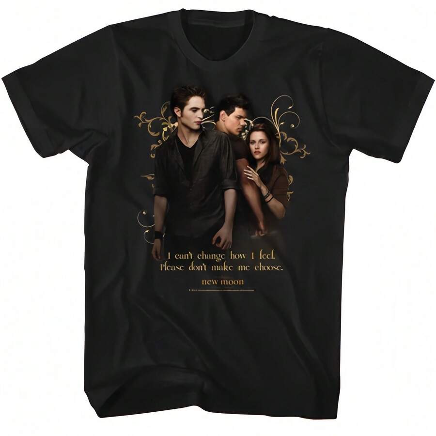 Twilight New Moon Poster T-Shirt Men's Printed T-Shirt Suitable For Daily Leisure, Outdoor Sports, Pure Cotton 200g - màu đen - Xem 1