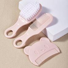 3 Stücke Set Neugeborenen Bürsten, Baby Kopfpflege Bürsten Set, Baby Massage Bürsten Set, beinhaltet Baby Kamm, Baby Kopfhautbürste, weiche Haarbürste für Neugeborenen Bad - Verschiedenfarbig - Übersicht 9