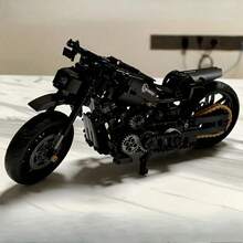 1件装复古豪华黑色摩托车拼装模型 - 电影复刻机械积木，带旋转车轮，成人高难度ABS拼装玩具，精密拼装爱好者的收藏礼品 - 彩色 - 查看 9