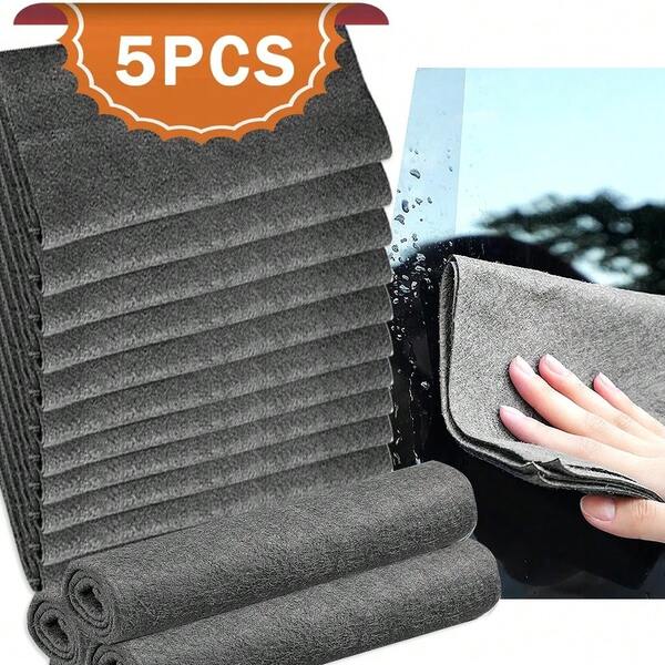 1/5 Stück Weiche Mikrofaser Reinigungstücher - Wiederverwendbare hochabsorbierende fusselfreie Tücher für Glas, Spiegel, Fenster, Küche, Auto und Edelstahloberflächen (Schwarz/Grau 20*30cm)