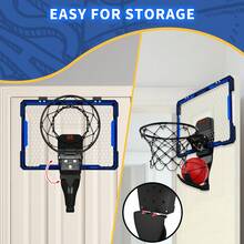 Mini Basketball Hoop With LED Lighting, Electronic Scoreboard, 3 Modes, Over Door Mount, Gift For Kids & Adults - Blue + Remote Control - View 9