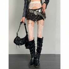 1/2 Pairs Of Flower Vine Suspender Stockings, Women's One-Piece Lace Jacquard Fishnet Stockings - 白色 - 查看 4