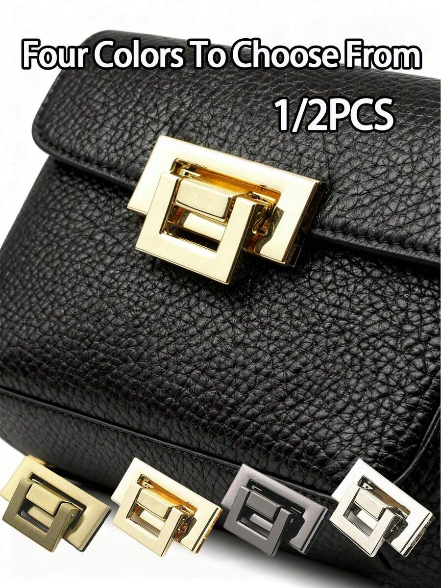 DIY Handbag Square Buckle, Metal Lock Clasp, Handbag Accessories, Suitable For Handbags, Shoulder Bags, Wallets, Luggage Hardware Accessories, Insertion Lock, Gold And Silver Metal Buckle Rings, Handbag Buckle, Shoulder Buckle, Button, DIY Wallet Box Handbag Accessories, Luggage Metal Lock Clasp