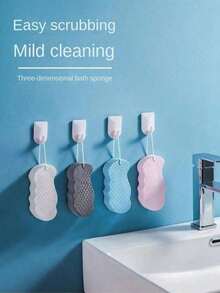 1pc Bathroom Scrubbing Sponge, Dead Skin Scrubbing Towel, Painless Scrubbing Sponge, Painless Cleaning Sponge, Bathing Ball, Summer Accessory, Soft Bathing Sponge Suitable Adults Without Skin Irritation (Color Random) - 黃色粉紅色灰色 - 查看 8