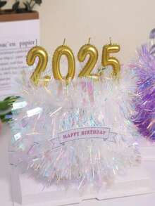 1支波浪形金色数字生日蜡烛 0-9 年龄数字蜡烛 烘焙蛋糕装饰 派对用品 - 金色 - 查看 6