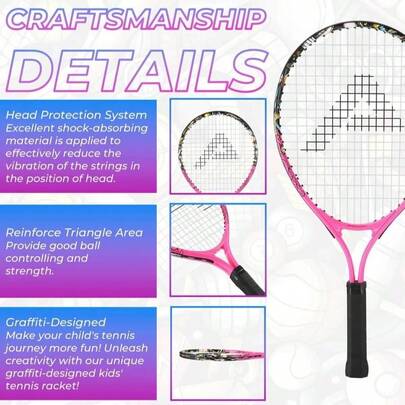 Raqueta de tenis para niños AMA SPORT, kit de iniciación para niños pequeños y bebés, raqueta de tenis de 17-25" para niñas y niños con bolsa de transporte de nailon 420D