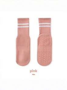 Women's Anti-Slip Yoga Socks - Thickened, Warm, And Anti-Slip Design; Polka Dot Pattern Suitable For Yoga, Pilates, Fitness, And Sleep - Autumn/Winter Styles Available In Dark Pink, Gray, Purple, And Black.