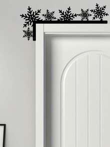 1件金属雪花门角装饰，墙面装饰，卧室客厅浴室门框装饰，艺术风格，现代圣诞装饰，壁挂式，室内使用，节日装饰 - 黑色B - 查看 4
