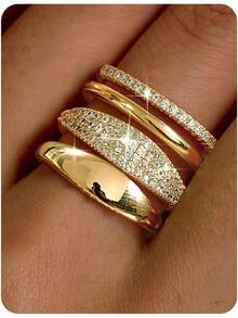 Milacolato 14K Gold Plated Stackable Rings For Women Non Tarnish - Dainty Cubic Zirconia Wedding Bands Ring Set Minimalist  Statement Engagement Promise Thumb Rings Stacking Size 5-10 - Vàng - Xem 10