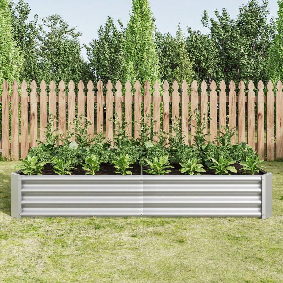 Metal Raised Plant Bed, Raised Garden Beds Made Of Sturdy Steel Sheet With Stable Design, Rust Protection And Long Durability, Soil-Free Raised Bed Kit, Ideal For Vegetables, Herbs And Flowers