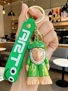 1pc Y2K Italian Brainrot Animal Shanhaijing Wooden Stick Keychain, Foreign Version Shanhaijing, Tung Tung Tung Sahur Abstract Figurine, Funny Accessory, Tralalerotralala Creative Desktop Decor, Abstract Art Figurine Pendant, National Fashion Accessory, Unisex Item