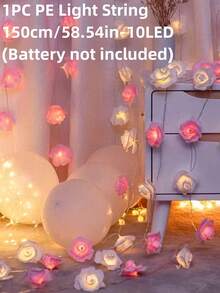 1pc LED Rose Flower String Lights, Romantic Atmosphere Lighting For Valentine's Day, Wedding Decoration, Birthday Party, Party Supplies (Batteries Not Included) - Multicolor - View 10