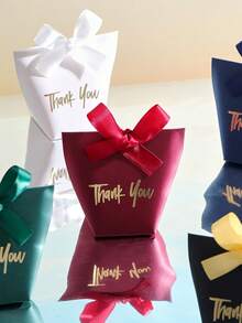 10个/套 精致烫金“谢谢”字样迷你糖果/礼品盒，适用于感恩节、婚礼、节日派对、生日派对及其他特殊场合 - 多色 - 查看 3