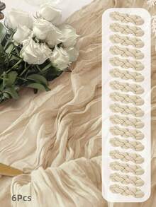 12 Stücke Set Nebelblauer transparenter Tischläufer, Boho-Stil Chiffon Tischdekoration für Hochzeit, Party und Geburtstag, strapazierfähiger Polyesterstoff, elegantes & vielseitiges Design - Champagnerfarben - Übersicht 14