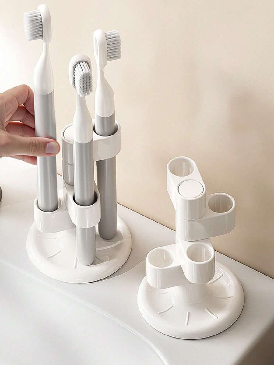 2 件装 360° 旋转台面牙刷架 - 四层树形设计浴室收纳架，多功能，可放置化妆刷和笔 - 彩色 - 查看 1