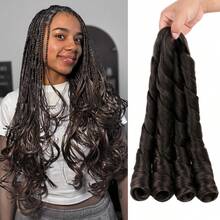 女士法式卷发编发 24英寸 2包 蓬松波浪卷法式卷发编发 预拉伸合成钩针编织假发 蓬松波浪渐变色 - 彩色 - 查看 13