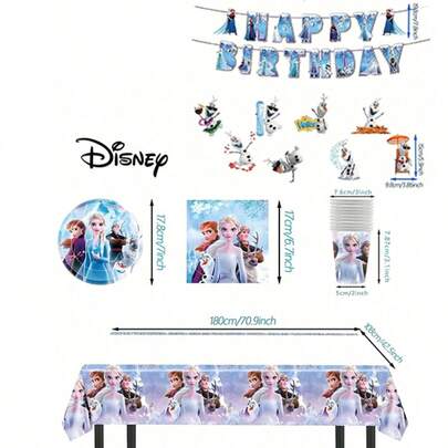 70 Pcs Of Frozen Party Supplies, Including Birthday Banners, Hanging Swirl Decorations, Paper Napkins, Cups, And Tablecloths, Suitable For Elsa Princess Themed Decorations, Snow Celebration, Party Decorations, Festive Tableware, Elsa Themed Parties, Easy-To-Install Lightweight Decorations, Party Banners, Tablecloth Sets, Event Planners, And Birthdays.