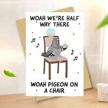 幽默成人贺卡 - “椅子上的鸽子走了一半路”趣味鸟类与音乐设计（含信封） - 彩色 - 查看 13