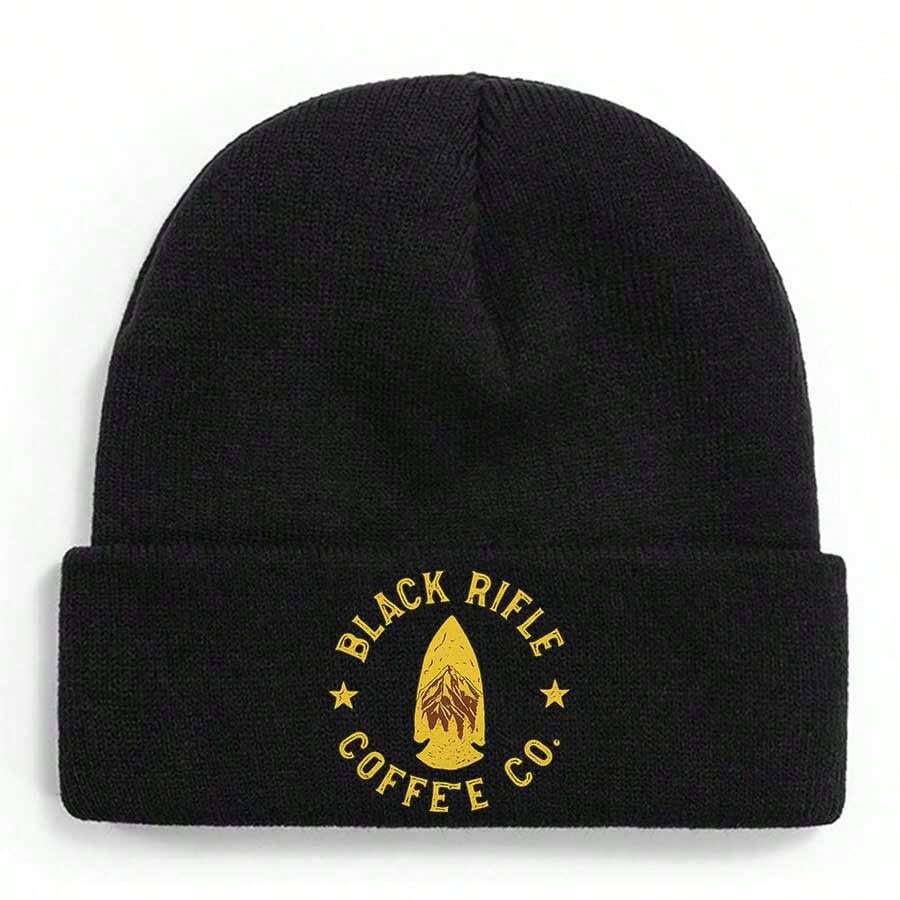 Black Rifle Coffee Co. Logo With Mountain And Arrow Design Winter Beanie For Men Women Soft Warm Knit Hat Ski Stocking Cuffed Cap - 黑色 - 查看 1
