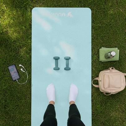 MUUK FITNESS 1 pieza Tapete de yoga antideslizante de 150x60 cm con 4 mm de grosor, tapete ligero y portátil para ejercicios de yoga, pilates, estiramientos y fitness, esterilla cómoda y estable para entrenar en casa, estudio o al aire libre