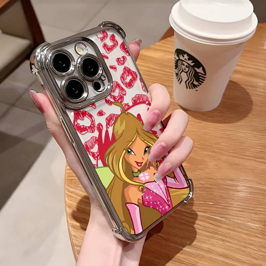 Estuche de teléfono para clubes de Winx, compatible con 16, 15, 14, 13, 12, 11 Pro, X, XR, XSMAX, 8, Plus, con funda trasera suave y transparente, resistente a los golpes.17 17promax - Plateado - Ver 1