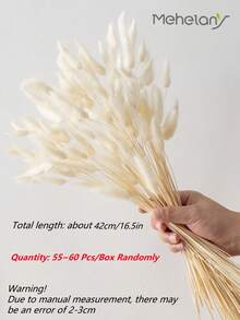 MEHELANY 55~60 Pcs/Box 16.5 " Fake Rabbit Tail Grass, Home Decor Fake Rabbit Tail Artificial Grass Branches For Boho Flower Arrangements DIY Crafts, Home Kitchen And Wedding Decoration, Xmas Decor, Christmas Thankgiving Decorations, DIY Garland Decor - White - View 3