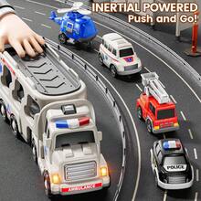 HENGPHY 5 In 1 Ambulance Vehicle Truck Toys For 3 4 5 6 Year Old Boys, Kids Carrier Friction Powered Cars With Light And Sound Helicopter, Fire Truck, Ambulance Car, Christmas Birthday Gifts For Age 3-9 Boys Girls - White - View 7