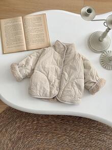 Jaket Hangat Tebal Berlapis untuk Bayi Perempuan, Warna Aprikot Kasual, Musim Dingin - Aprikot - View 5
