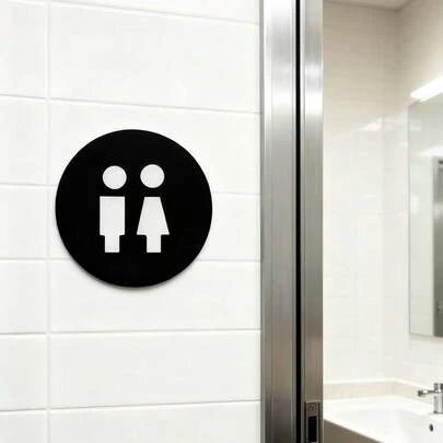 Letrero acrílico: Letrero de baño público/baño/inodoro para puertas, instalación sin clavos con respaldo autoadhesivo