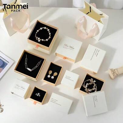 Handmade Jewelry Packaging Box Luxury Drawer Small Paper Gift Jewelry Packaging Box For Rings Necklaces Bracelets Earrings Pendant Storage Organization Display Container Perfect For Jewelry Lovers