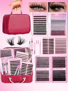 1524pcs, 640pcs, 480pcs, 160pcs, 8 Styles Mixed Single Cluster False Eyelashes, 20D, 30D, 40D, 60D, 80D, 100D False Eyelash Cluster Extension Kit, Mixed Single Cluster False Eyelashes Set, Includes Eyelash Glue, Makeup Remover, Eyelash Tweezers, Eyelash Brush, DIY Eyelash Extension At Home - Black - View 10