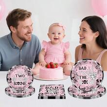 96 Pcs Bad Two The Bone Party Tableware Sets Rock And Roll 2nd Birthday Paper Plates Napkins Forks Bad 2 The Bone Party Decorations For Girls 2 Year Old Birthday Party Favors For 24 Guests - BadTwotheBone - Xem 8