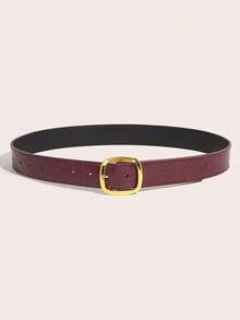 1/3pcs Buckle Waist Belt - Minimalist American Retro Decorative Skirt Suit Belt, Marble Texture Personalized Leather Belt - Subculture Black Pant Belt, Burgundy Casual Belt Suitable For Daily & School Wear - Multicolor - View 7
