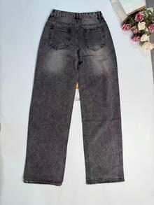 Tall Women's Light Blue Washed Low Waist Straight Leg Jeans, Retro Fashionable Loose Casual Pants