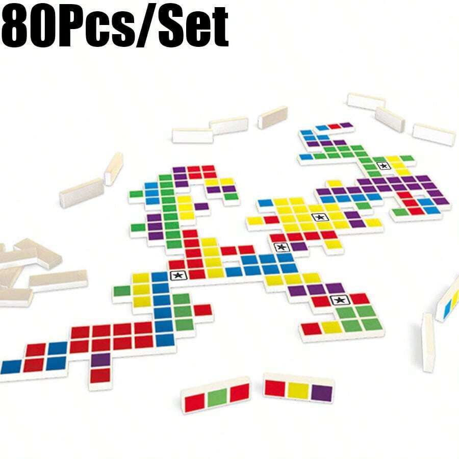 Chromino Deluxe 80Pcs/Set Colorful Dominoes Game Suitable For Family Gatherings And Party Game Nights