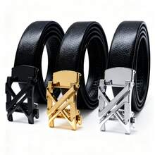 Men's New Letter Buckle Leather Belt, Casual Business Waist Belt, Versatile For Commuting, Boyfriend/Father Gift, High-Quality, - Multicolor - View 7