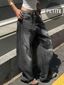 New Women's Retro Casual Boyfriend Style Straight Loose Fit Versatile Denim Jeans, All Season - Dark Grey - View 4