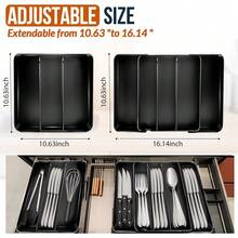 Adjustable Expandable Silverware Drawer Organizer Utensil Tray With Customizable Dividers For Kitchen Cutlery Storage Perfect For Organizing Spoons Forks Knives And Other Dining Tableware Heavy Duty Plastic Design For Long Lasting Use Fits Standard Kitchen Drawers Ideal For Home Restaurant Office Use Space Saving Expandable Design Clutter Free Drawer Solution Easy To Clean Dishwasher  Black Non-Slip Base Keeps Organizer Secure In Drawer Multipurpose Use For Craft Supplies Makeup Tools Office Utensils And More Maximize Drawer Space With This Versatile Organizer Great Wedding Housewarming Gift Idea For Men And Women Practical And Stylish Kitchen Upgrade - 1 - 查看 1