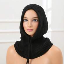 1pc Korean Ins Style Balaclava Hat, Fashionable Warm Neck Gaiter Knitted Hat Set For Autumn/Winter