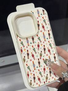 Un diseño festivo con estampado de cascanueces ideal para la temporada navideña adaptado a modelos 17 16 y otros funda de TPU protección anticaídas navidad Christmas - Blanco - Ver 3