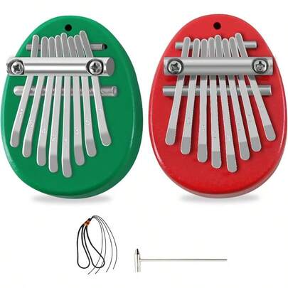 Zyds EASTROCK 8 Key Mini Kalimba Finger Thumb Piano With Accessory Pendant Gift Exquisite Finger Piano Ornaments Christmas Gift For Adult Beginners Red And Green