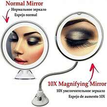 Makeup Mirror LED Light Suction Cup 360° Swivel Flexible Gooseneck 10X Magnifying For Travel & Home Bathroom Vanity (White) - As Pic - View 4