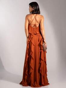 Long Party Dress For Wedding, Bridesmaid, New Fashionista Style With Flower. - 紅陶 - 查看 2